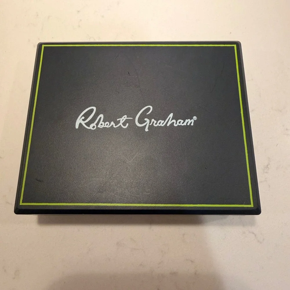 Robert Graham Mens NEW Genuine Leather Tri-Fold Wallet Brown RFID Blocking Boxed